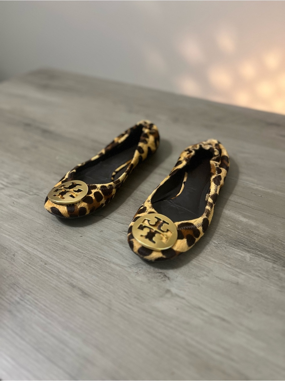 Tory Burch Reva Leopard-Print Calf Hair Ballet Flats